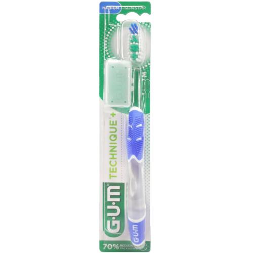 Gum Technique+ Medium Toothbrush Χειροκίνητη Οδοντόβουρτσα με Μέτριες Ίνες 1 Τεμάχιο, Κωδ 492 - Μπλε